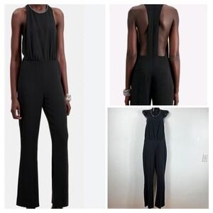 The Kooples Jumpsuit Women 2 Black Chain Neck Open Back Black Tie Evening Luxury